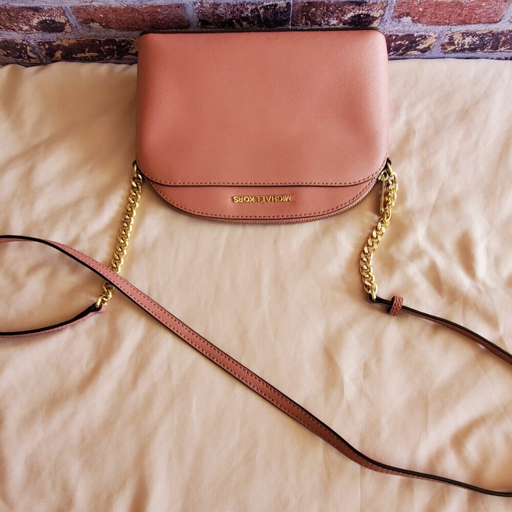 Michael Kors Emmy Dome Crossbody Bag in ROSE-GUC - Picture 2 of 6